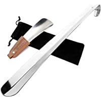 Los mejores  - Calzador 2pc-Calzador(70cm&amp-17cm - 42cm&amp-17cm) de acero inoxidable con correa de cuero - acero inoxidable mango largo…